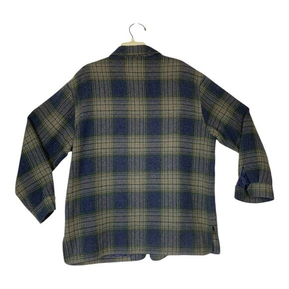 Coldwater Creek  mens XL plaid wool blue shacket zip up jacket lined gorp - Picture 3 of 9